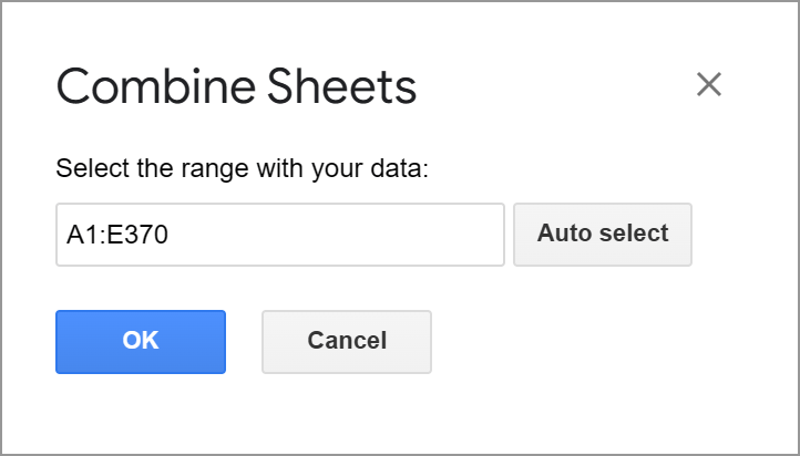 Select the needed range manually.