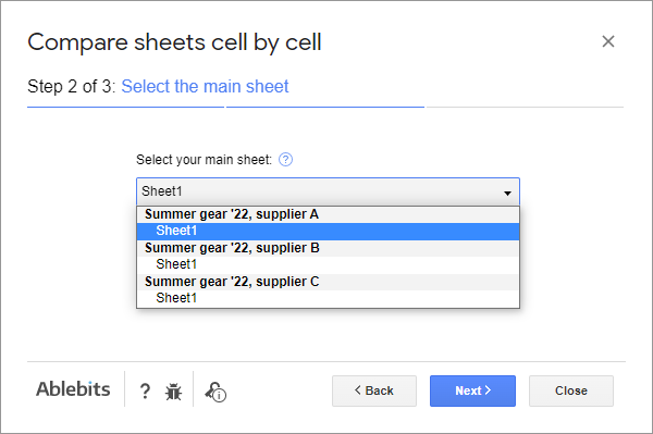 Select your main sheet.
