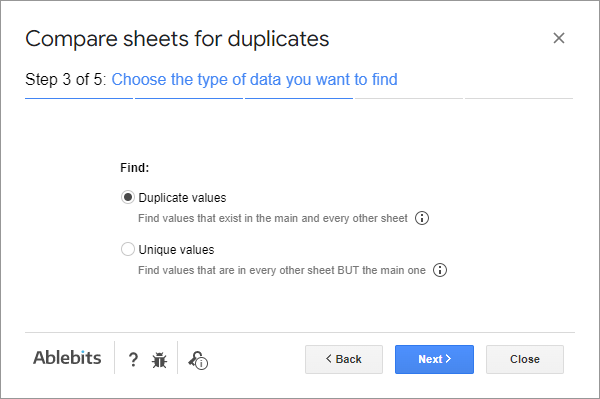 Choose Duplicate values to find all the repetitions.