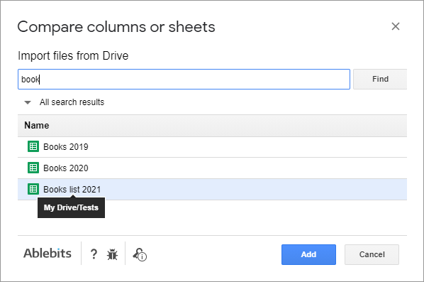 Import spreadsheets from Drive.