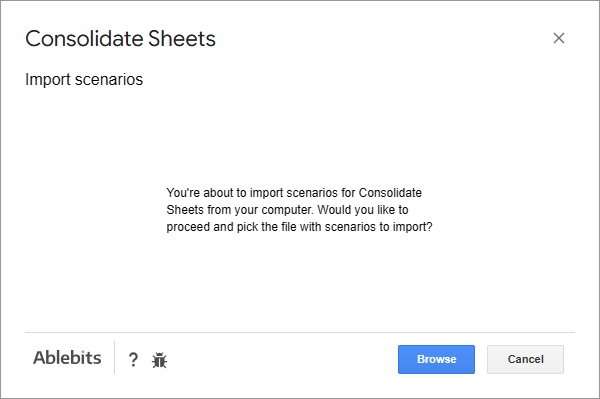 Import scenarios to Consolidate Sheets from PC.