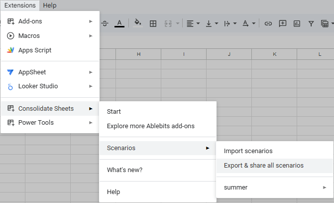 Export and share all Combine Sheets scenarios.