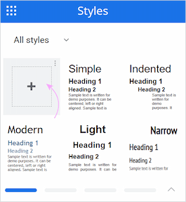 The add-on pane highlighting the plus icon button to add a new style directly from the document. The add-on pane highlighting the plus icon button to add a new style directly from the document.