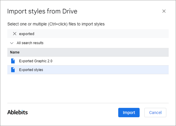Search styles in Drive.