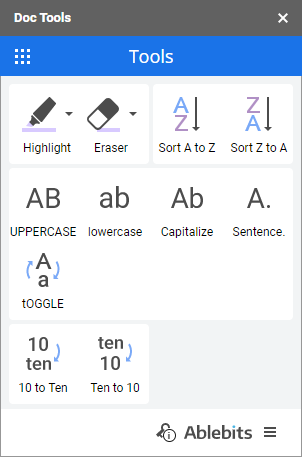 Edit text in a click with 11 tools for Google Docs.