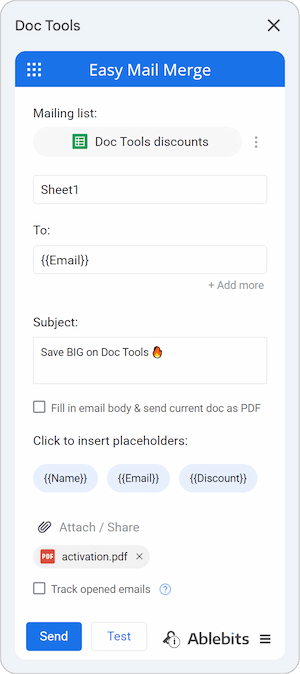 Easy Mail Merge in Doc Tools.