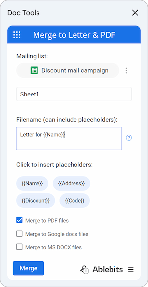 Merge to Letter & PDF in Doc Tools.