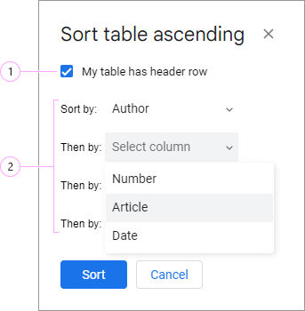 Organize table by multiple columns.