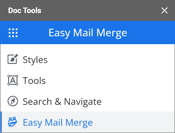 Switch to Easy Mail Merge in Doc Tools.