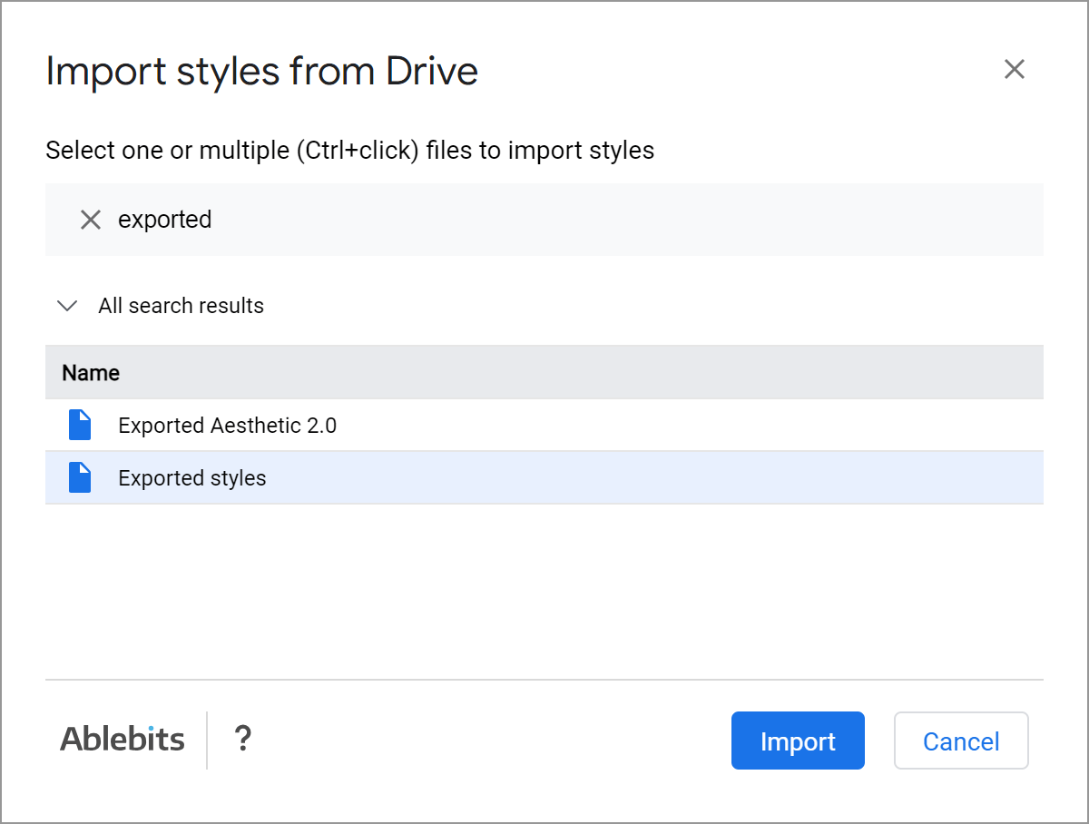 Quick search across your Drive for the styles by their names.
