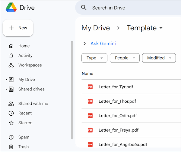 Custom documents being automatically organized in Google Drive.