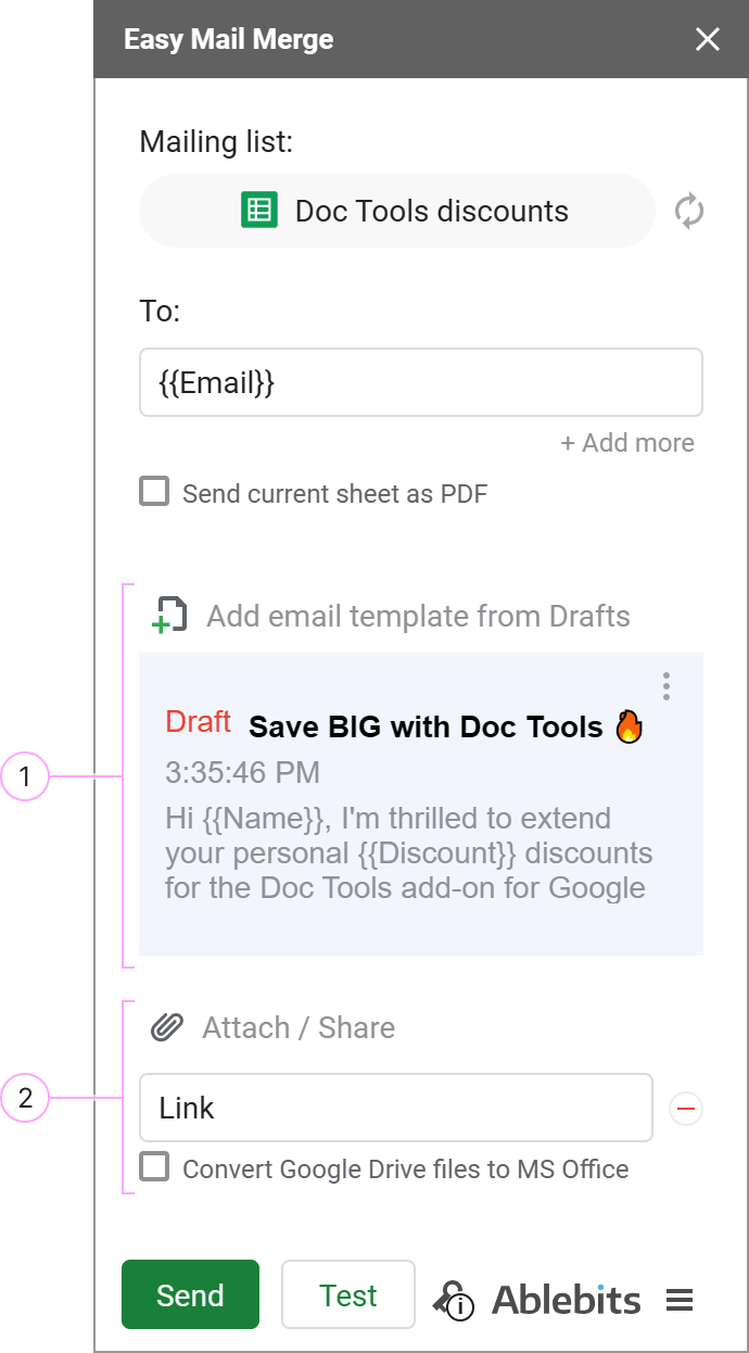 Add Gmail Draft and file to share.