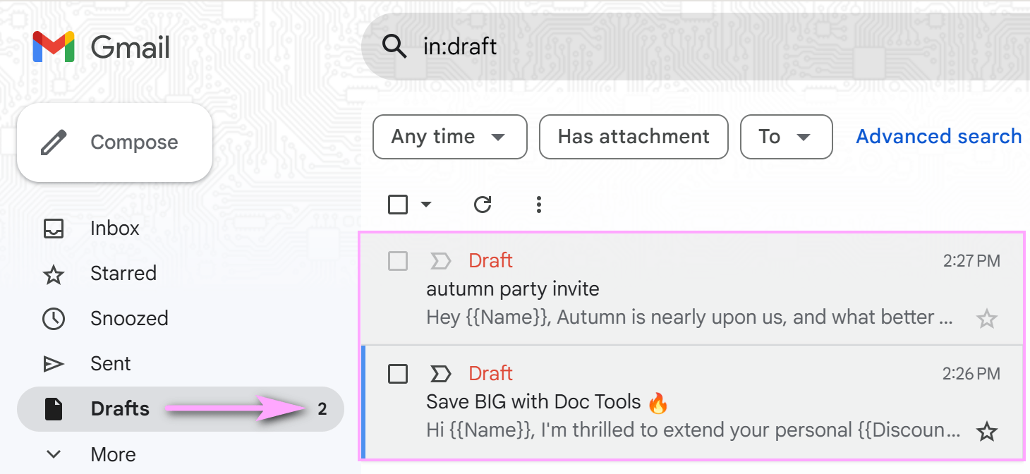 Prepare draft emails in your Gmail.