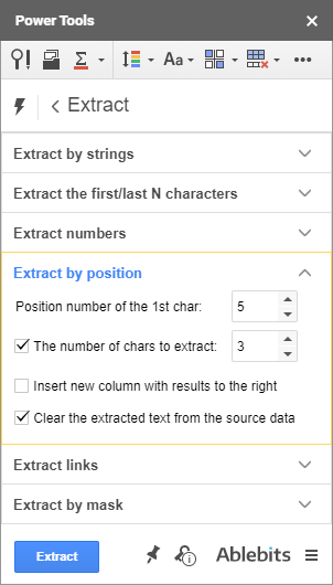 Extract data in Google Sheets by position.