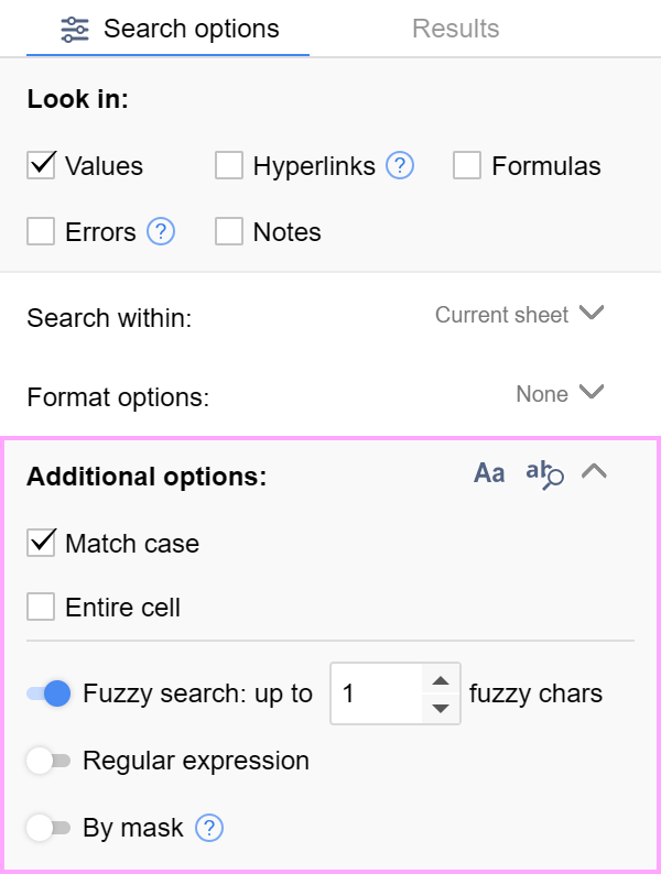Make use of the additional search options.