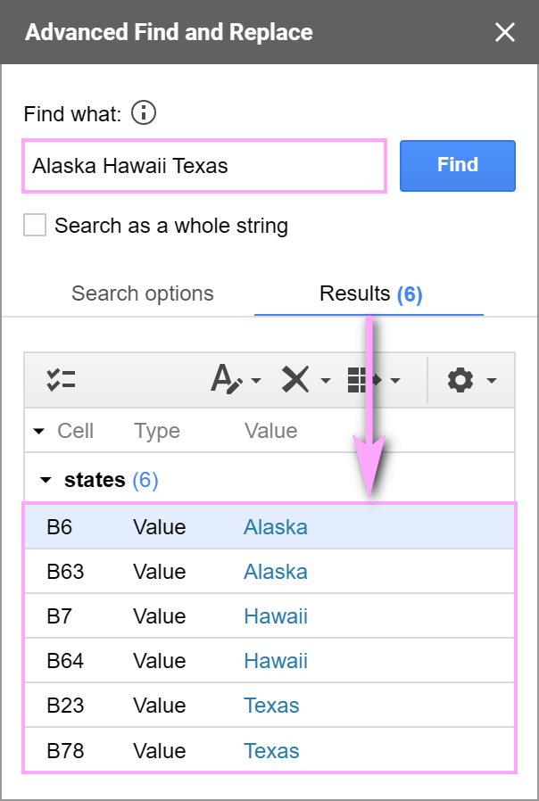 This add-on for Google Sheets searches for multiple values at once.