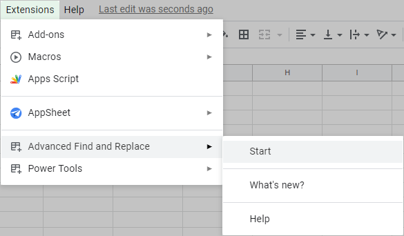 Run Advanced Find and Replace using the Google Sheets menu.
