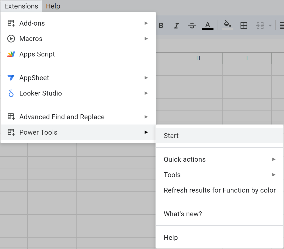 Open Power Tools from the same 'Extensions' menu.