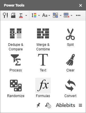 Click the Formulas icon on the Power Tools sidebar.