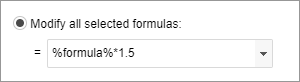 Multiply all formulas in the selected range by 1.5.