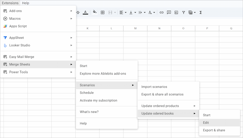 Opening the scenario editor.