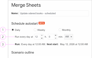 Configuring a daily schedule. Configuring a daily schedule.