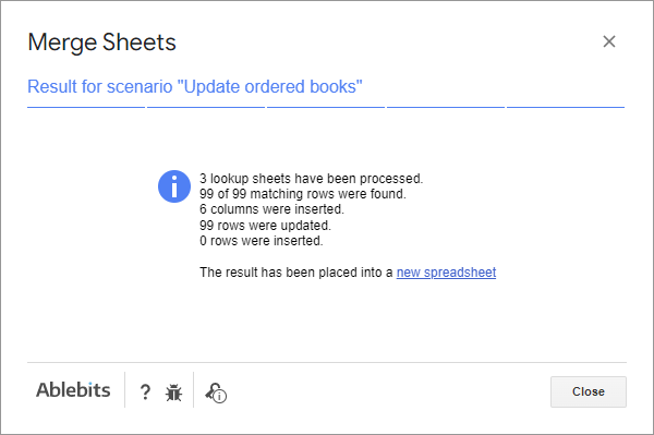 Merge data in Google Sheets.
