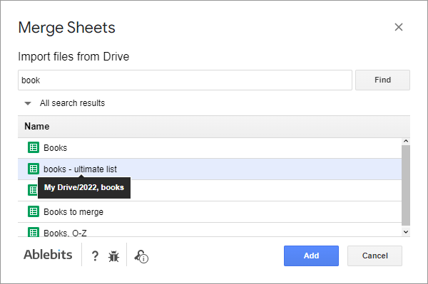 Quickly search your files within the Drive.
