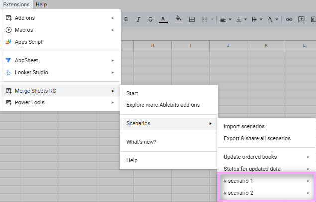 Find imported scenarios in the corresponding menu.