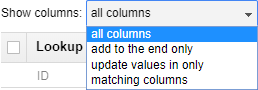 Filter the list of columns you want to see on this step.