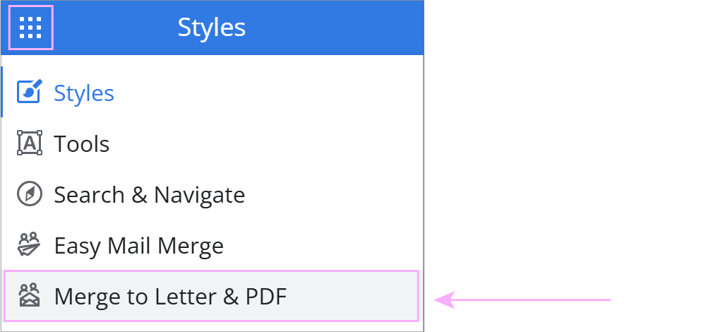 Switch to Merge to Letter and PDF in Doc Tools.