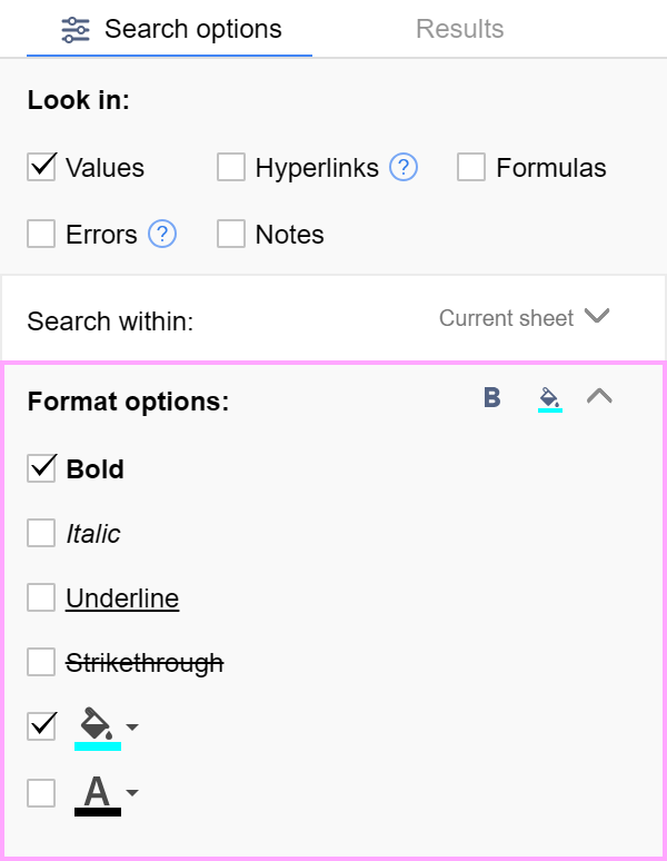 Find and replace by formatting in Google Sheets.