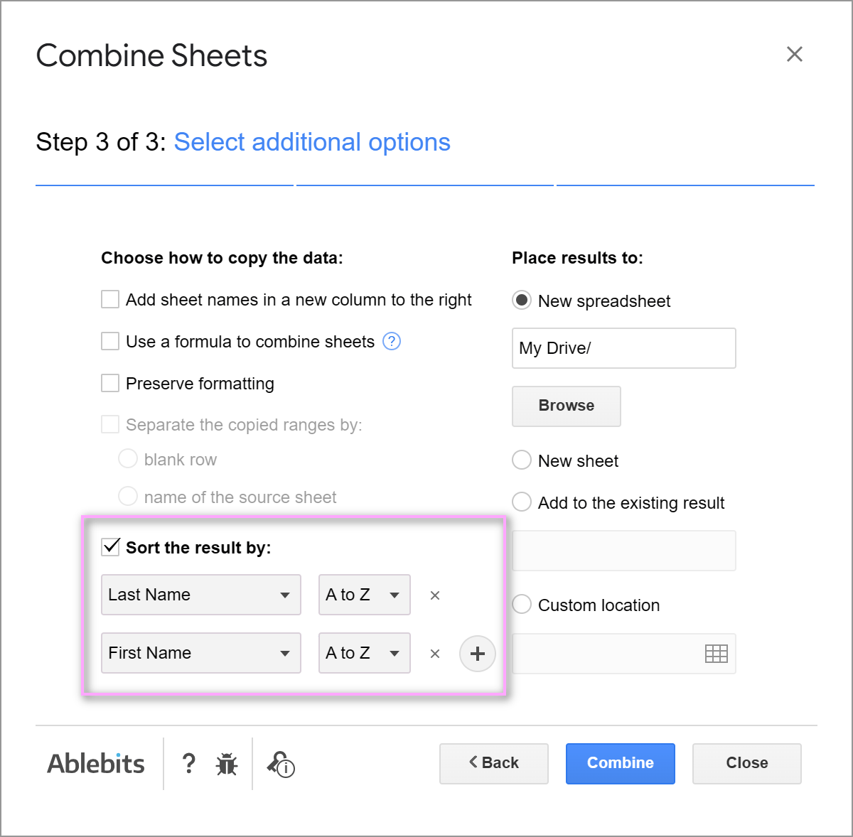 Set up sorting of your results by multiple columns.