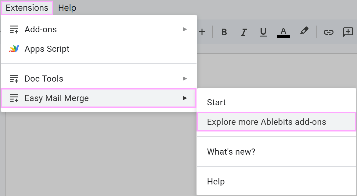 Explore more Ablebits add-ons right from the menu.