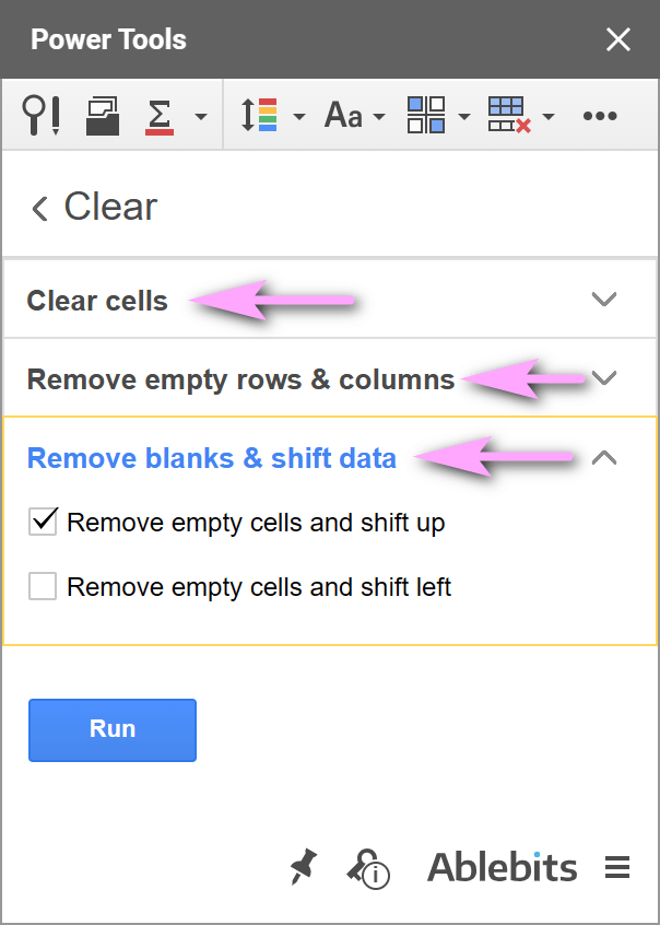 Three new groups for the Clear features.