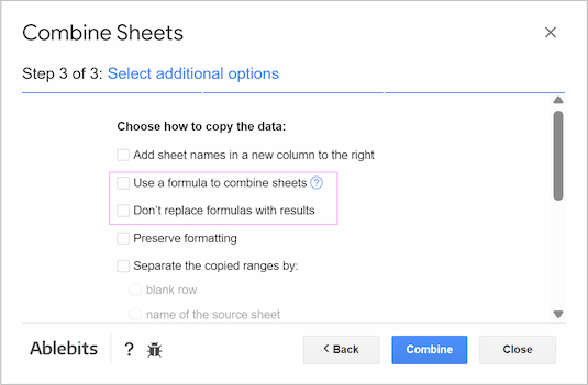 The results setting showing two radio buttons. The results setting showing two radio buttons.