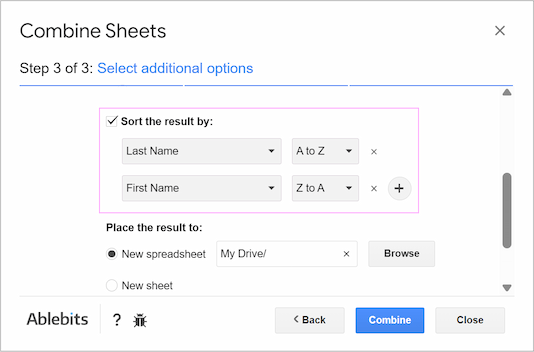 Set up sorting of your results by multiple columns. Set up sorting of your results by multiple columns.