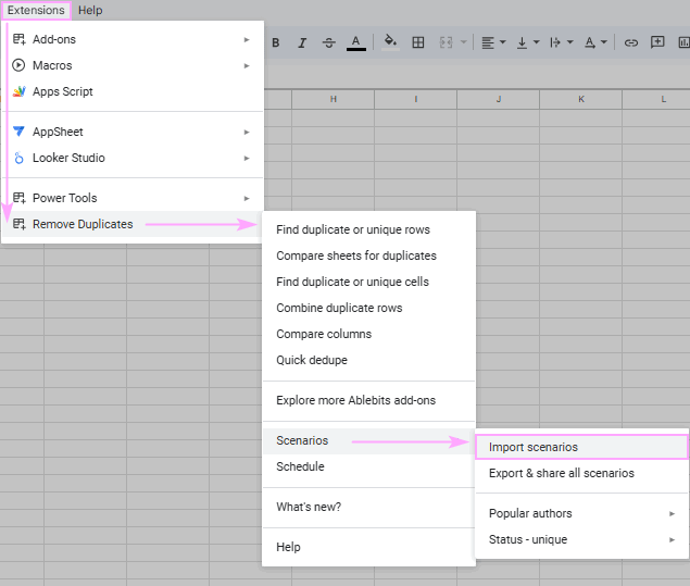 Import scenarios to Remove Duplicates.