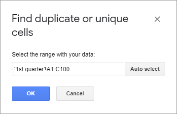 Pick the necessary range of cells in the pop-up window.