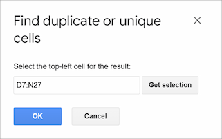 A dialog box to select a destination cell. A dialog box to select a destination cell.