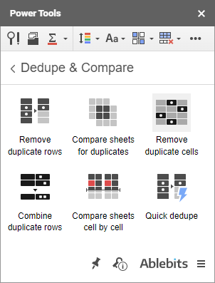 Remove Duplicate Cells in Power Tools.