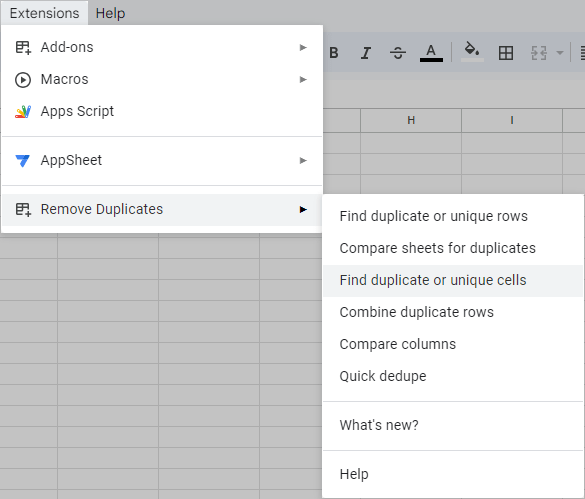 Start Find duplicate cells in Google Sheets.