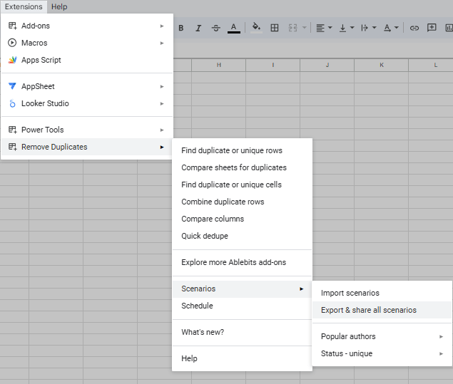 Share all saved scenarios in Remove Duplicates.