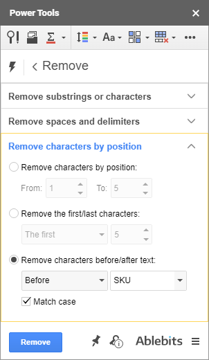 Get rid of characters based on their position in cells.