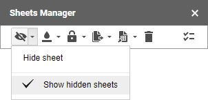 Show hidden sheets in the add-on tree view.