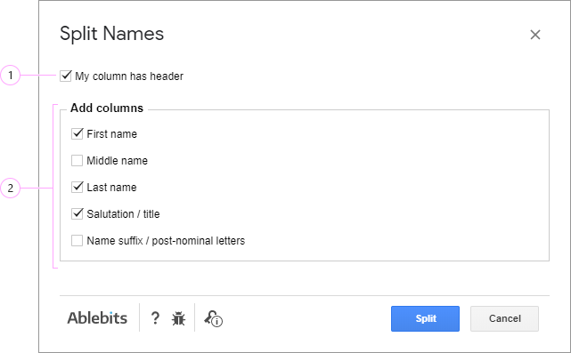 Split Names - Google Workspace Marketplace