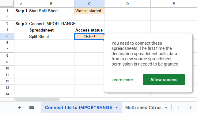 Connect file to IMPORTRANGE.