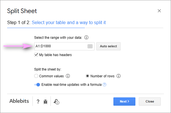 Include future rows to the range.