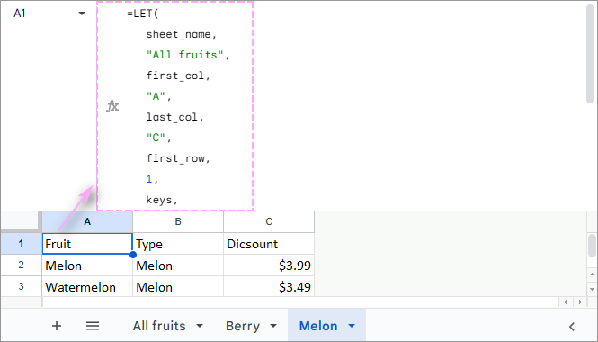 Copy the splitting formula from A1.