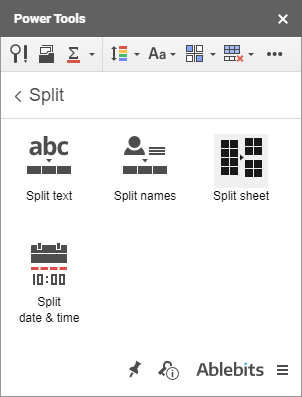 Split Sheet icon in Power Tools.